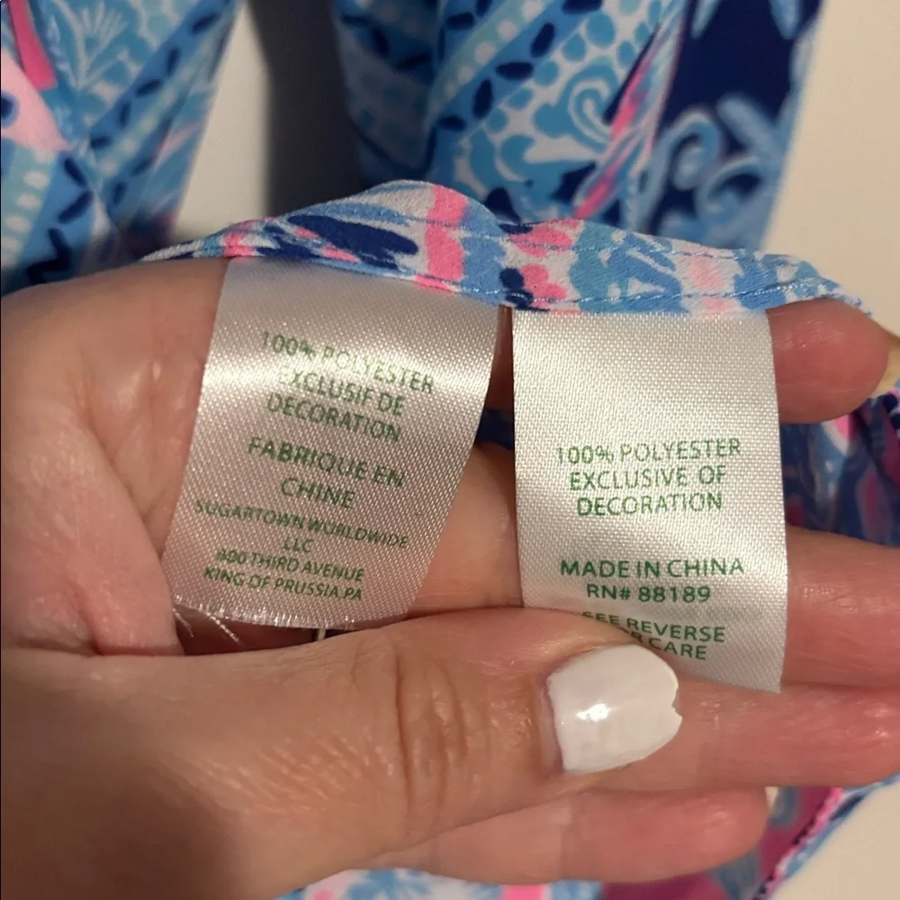 Lilly Pulitzer Marilina Pintucked Tassel-Tie 3/4-Sleeve Top - Picture 5 of 7